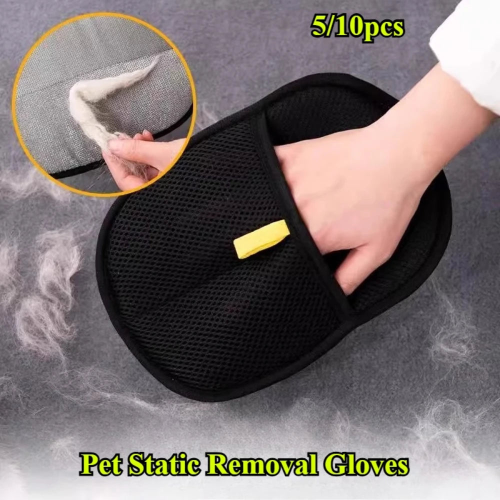 1/10pcs Pet Hair Removal Brush Fluff Remover Glove Removes Hairs Dog Double-sided Hair Cleaning Gloves Cats Wool Glove Grooming